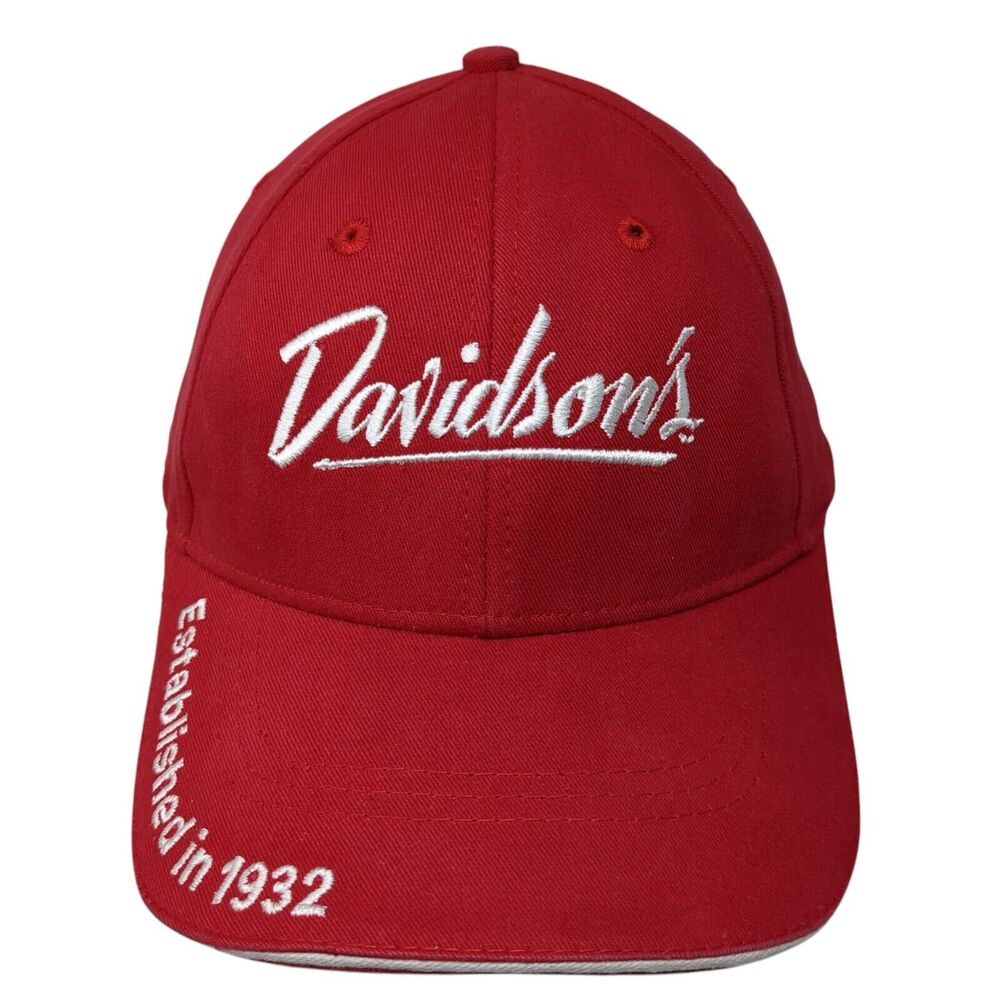 Davidson's Established in 1932 Strapback Hat Red OS Adjustable Mountain Lakes